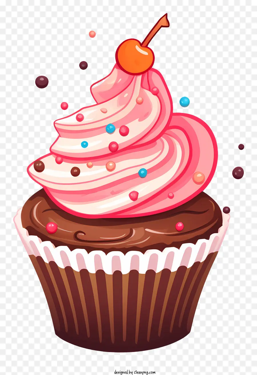 Bolinho De Chocolate，Cupcake Com Cereja PNG