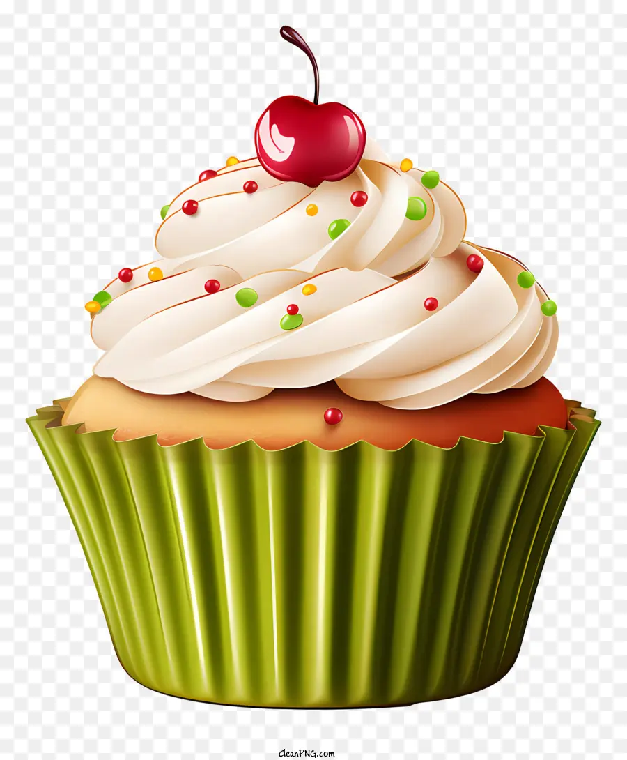 Cupcake Verde，Topping De Creme PNG