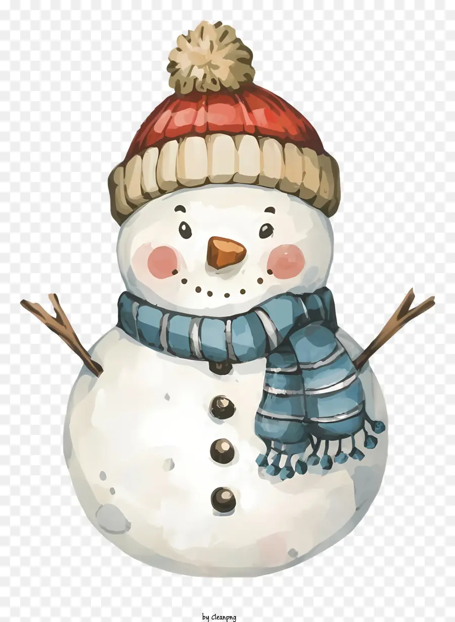 Boneco De Neve，Chapéu De Malha Vermelha PNG