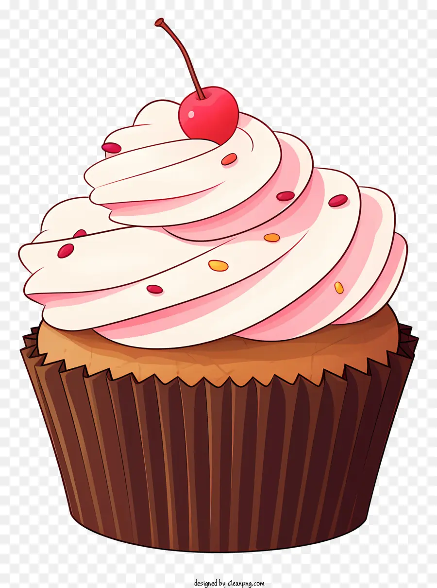 Cupcake De Chocolate，Glacê Rosa PNG