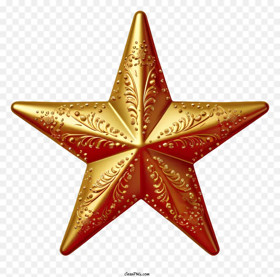 Ornamento De Estrela Dourada，Design Floral PNG