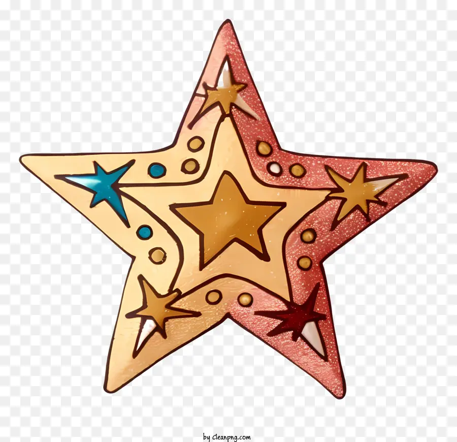 Estrela Dourada，Pontos Coloridos PNG