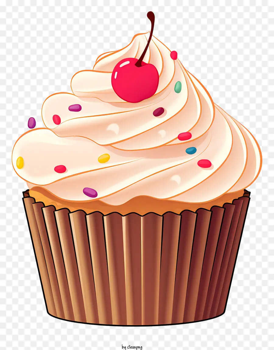 Cupcake De Chocolate，Geada De Baunilha PNG