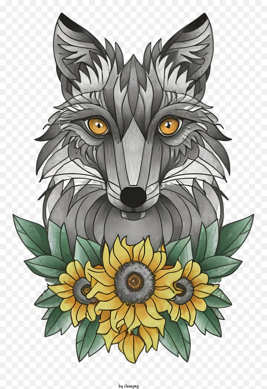 Gray Fox，Olhos Amarelos PNG