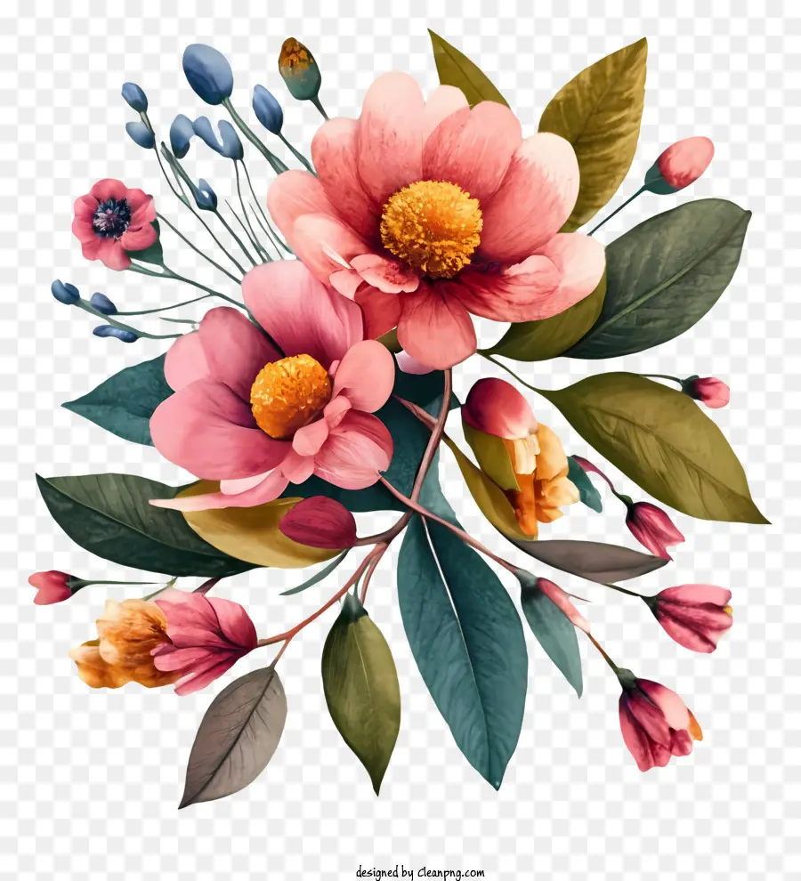 Buquê Floral，Flores Cor De Rosa PNG