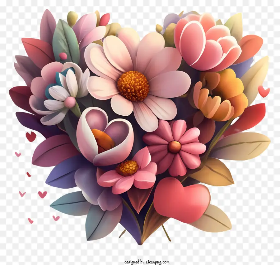 Flor Do Coração，Flor Arte PNG