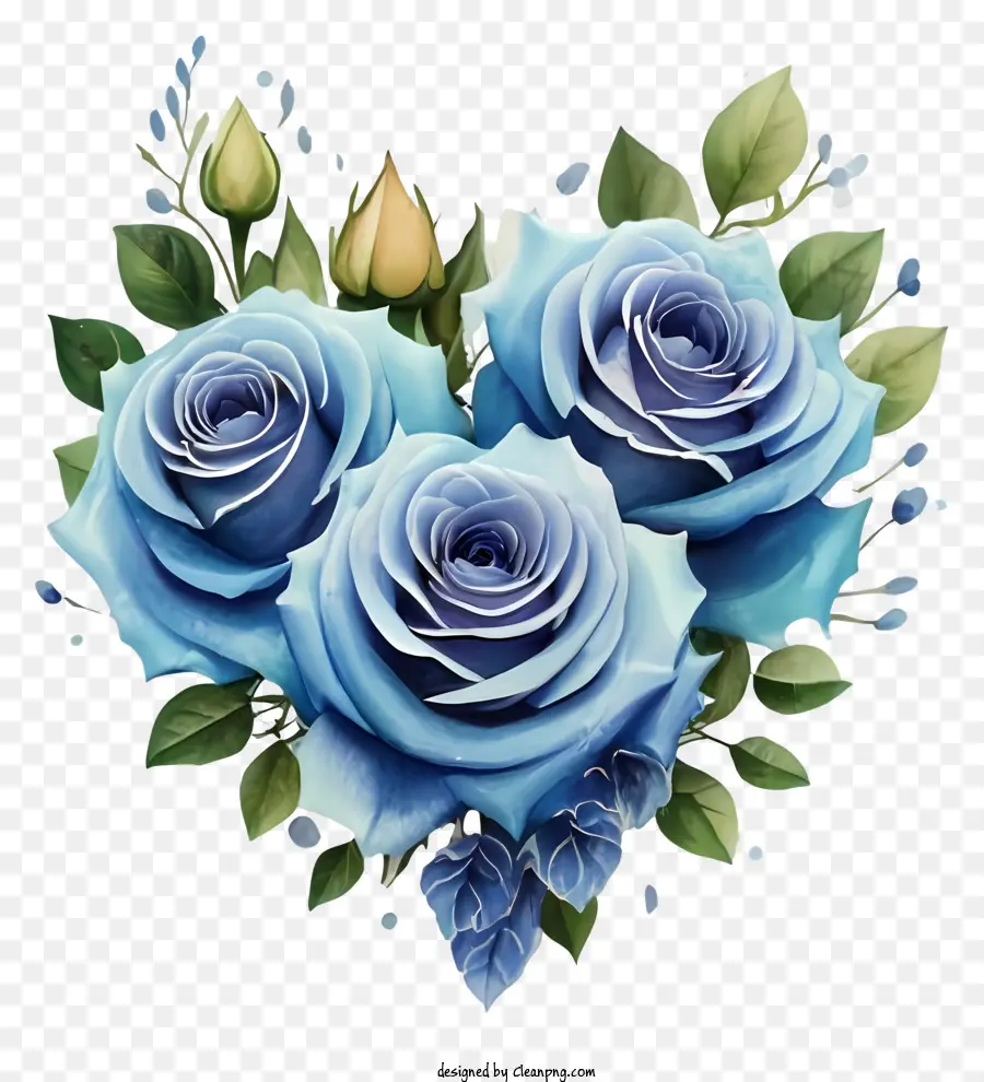 Rosas Azuis，Forma De Coração PNG