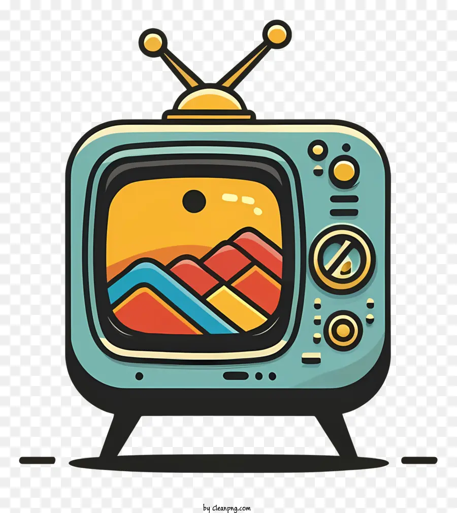 Vintage Televisão，Handdrawn Cartoon PNG