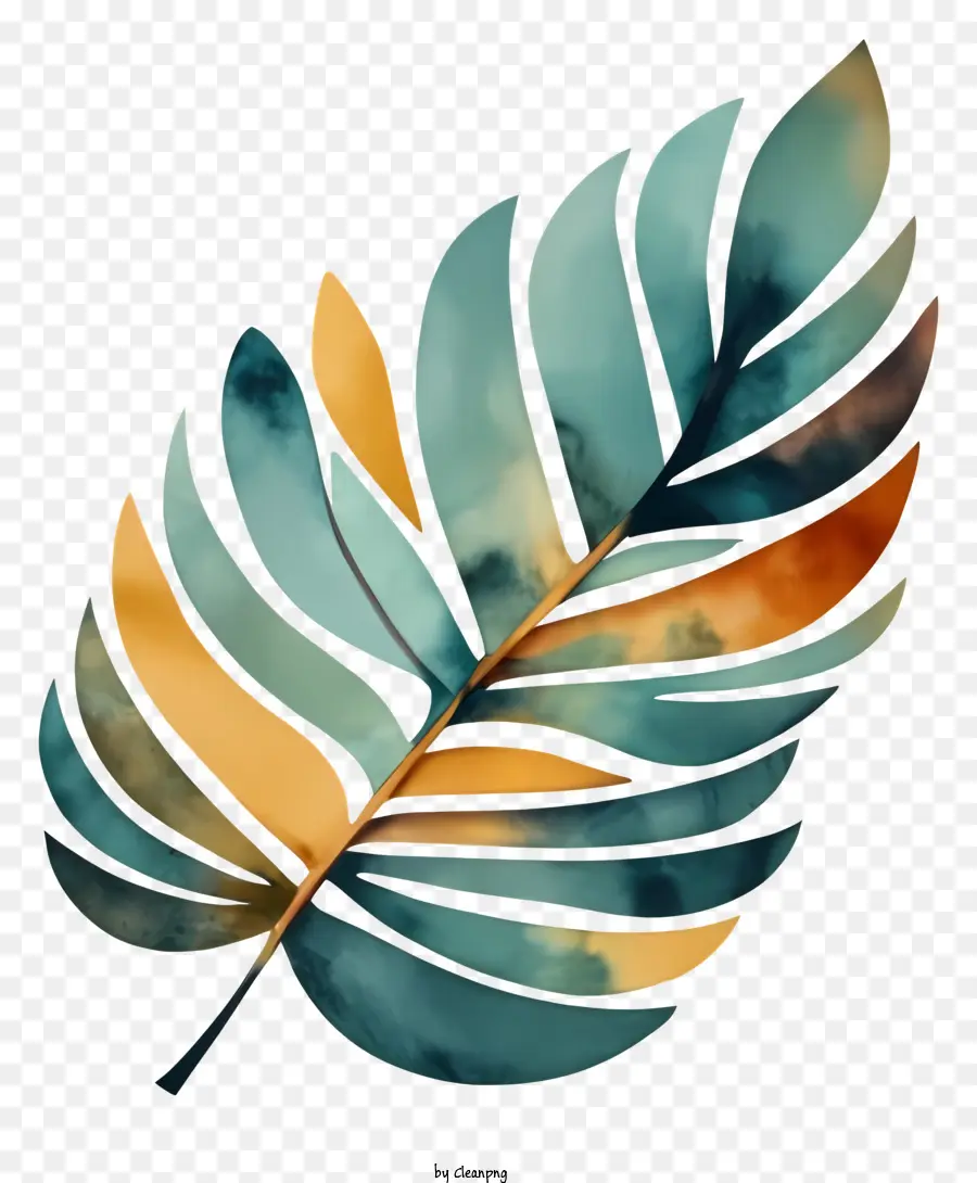 Folha De Palmeira，Azul E Laranja PNG