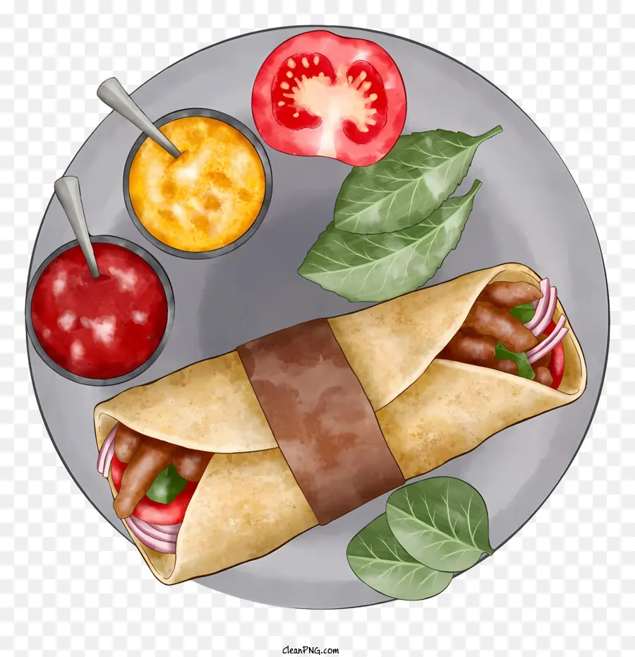 Tortilha，Enrole Com Molhos PNG