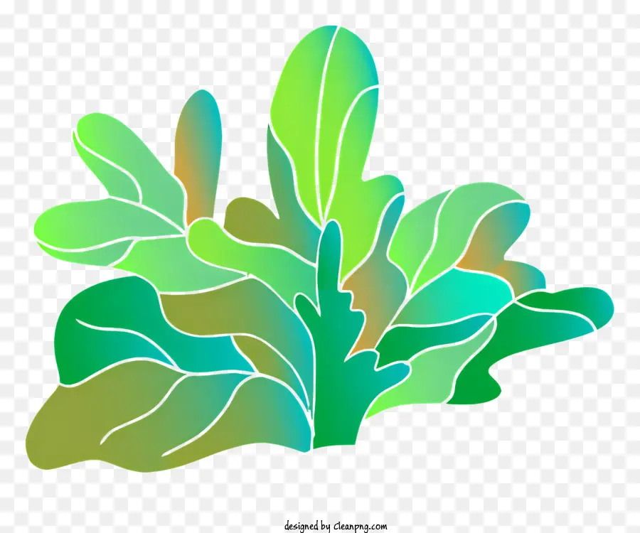 Planta Frondosa，Folhas Verdes E Azuis PNG