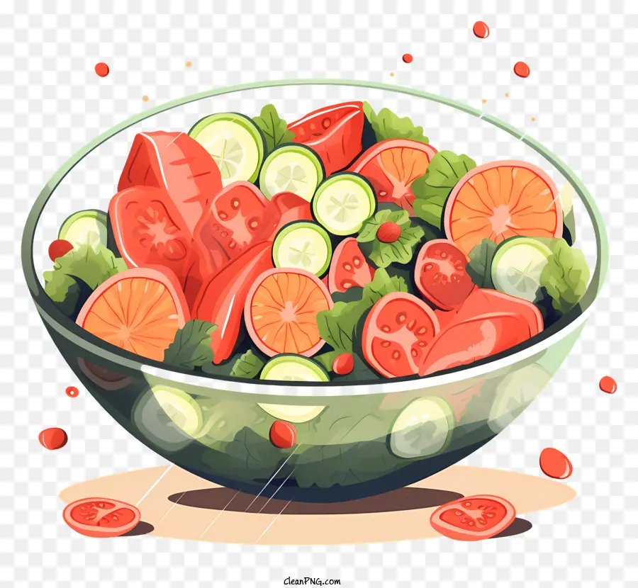 Cartoon Salada，Frutas E Legumes Frescos PNG