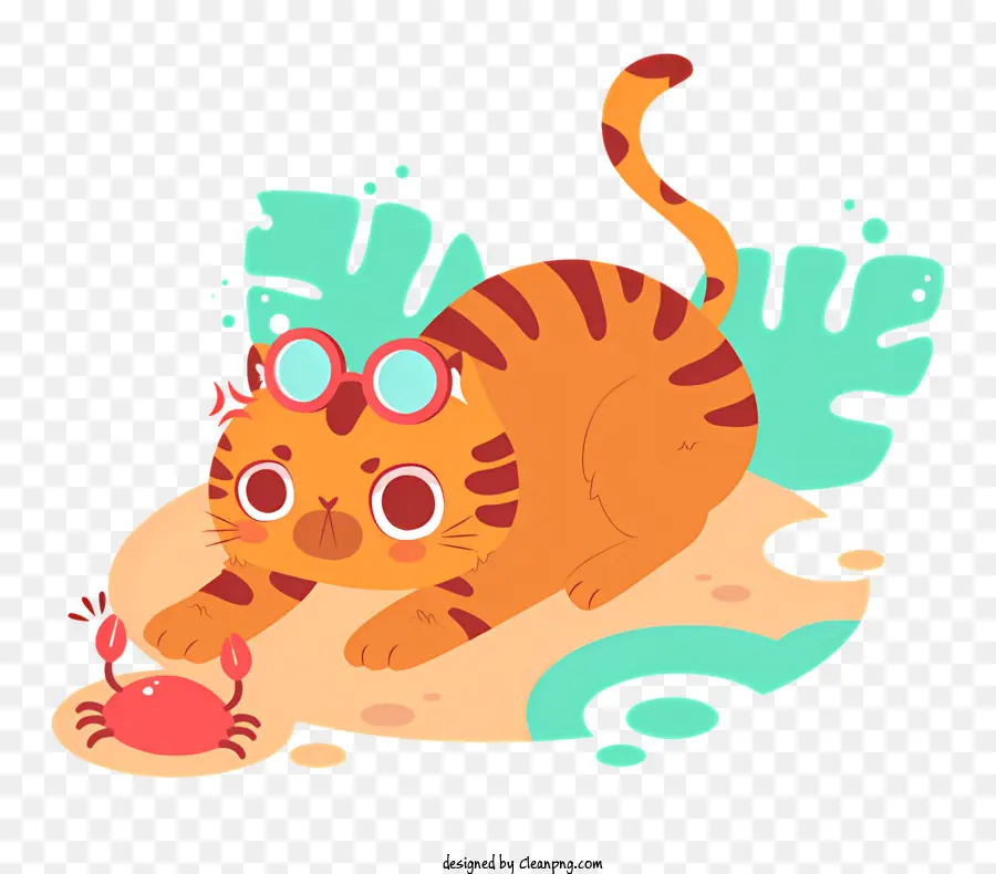Gato Usando óculos De Sol，Gato Brincando Com Um Caranguejo PNG