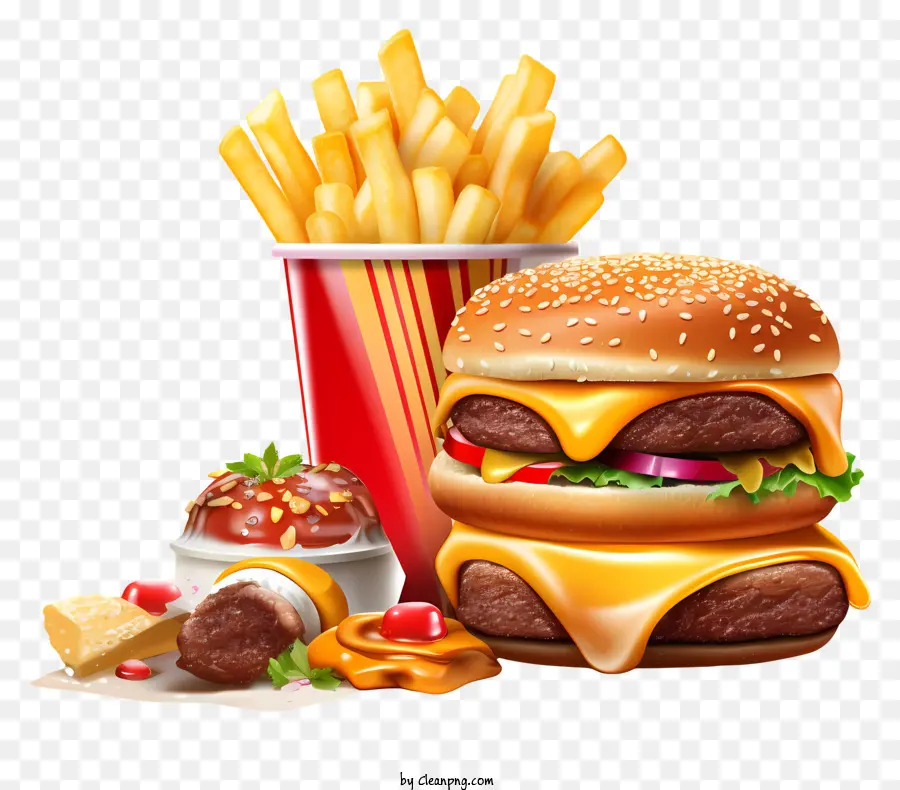 Hambúrguer De Fast Food，Batatas Fritas PNG