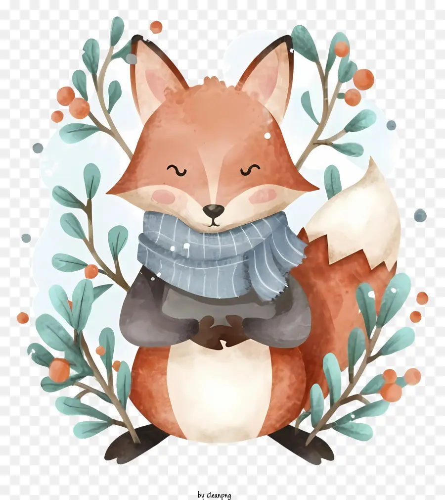 Ilustração Em Aquarela，Cute Little Fox PNG