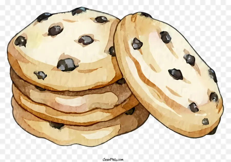 Biscoitos Em Aquarela，Chocolate Chip Cookies PNG