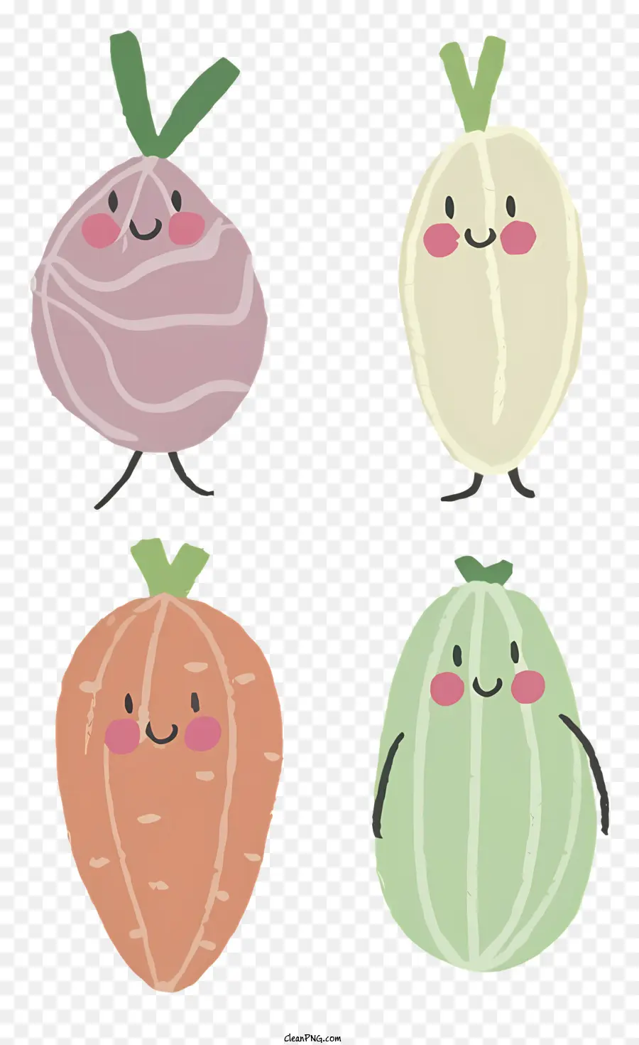 Vegetais Fofos，Cartoon Legumes PNG