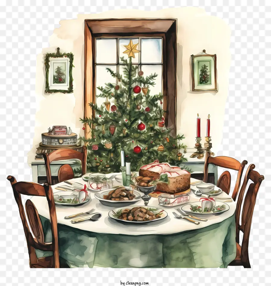 Jantar De Natal，árvore De Natal PNG