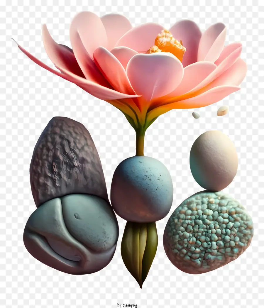 Flor Rosa，Pebbles E Pedras PNG