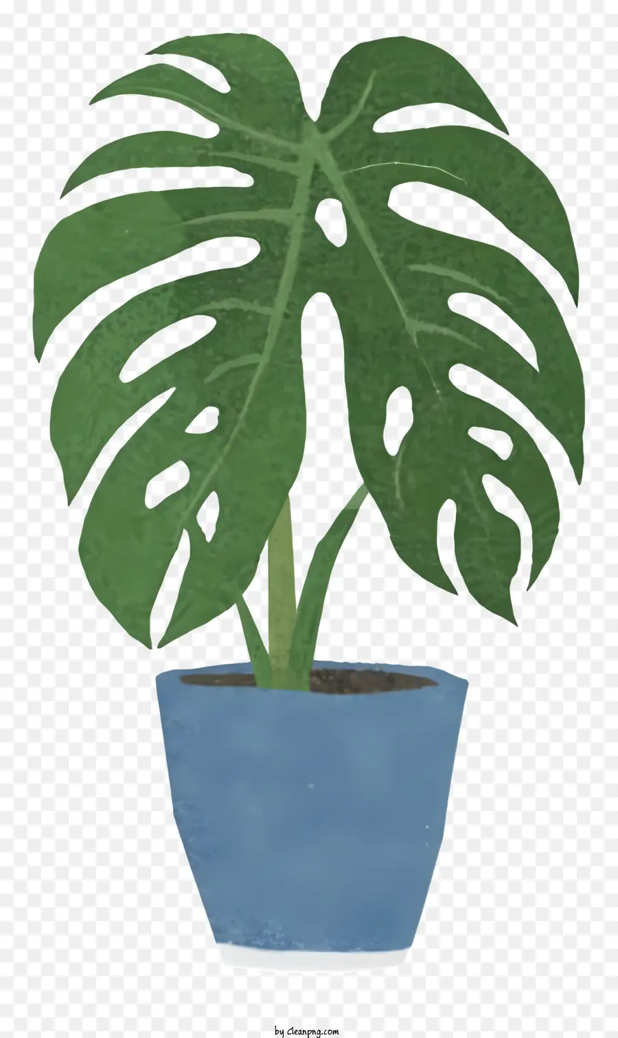 Panela Azul Grande，Planta De Folhas Verdes PNG