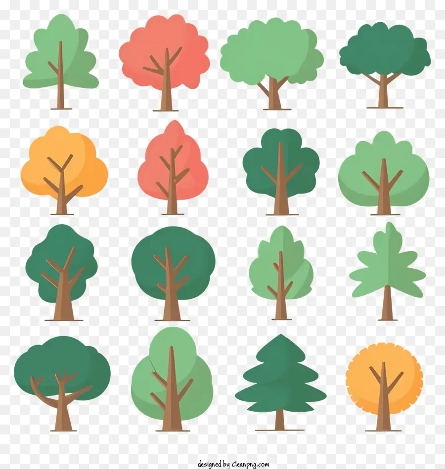 árvore De Coleção，Colorido árvores PNG