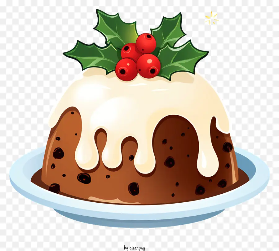 Bolo De Chocolate，Pudim De Natal Com Cobertura Branca PNG