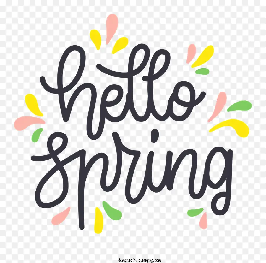 Olá Primavera，Texto Handletterado PNG