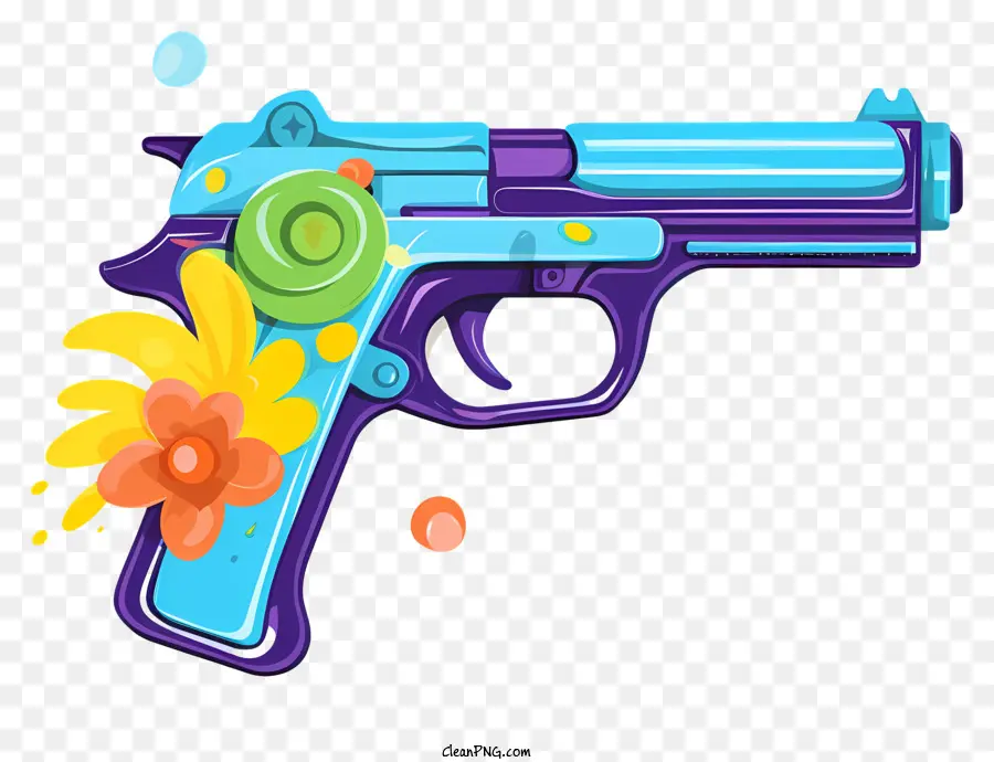 Gun Azul，Arma Pintada De Flores PNG