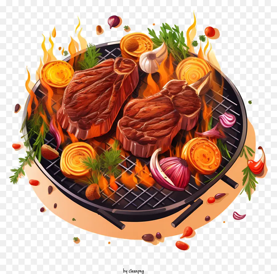 Bbq Grill，Carne E Grelhar Vegetais PNG