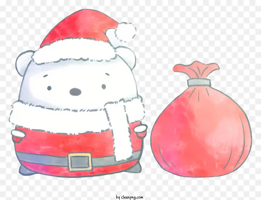 Urso Polar，Roupa De Papai Noel PNG