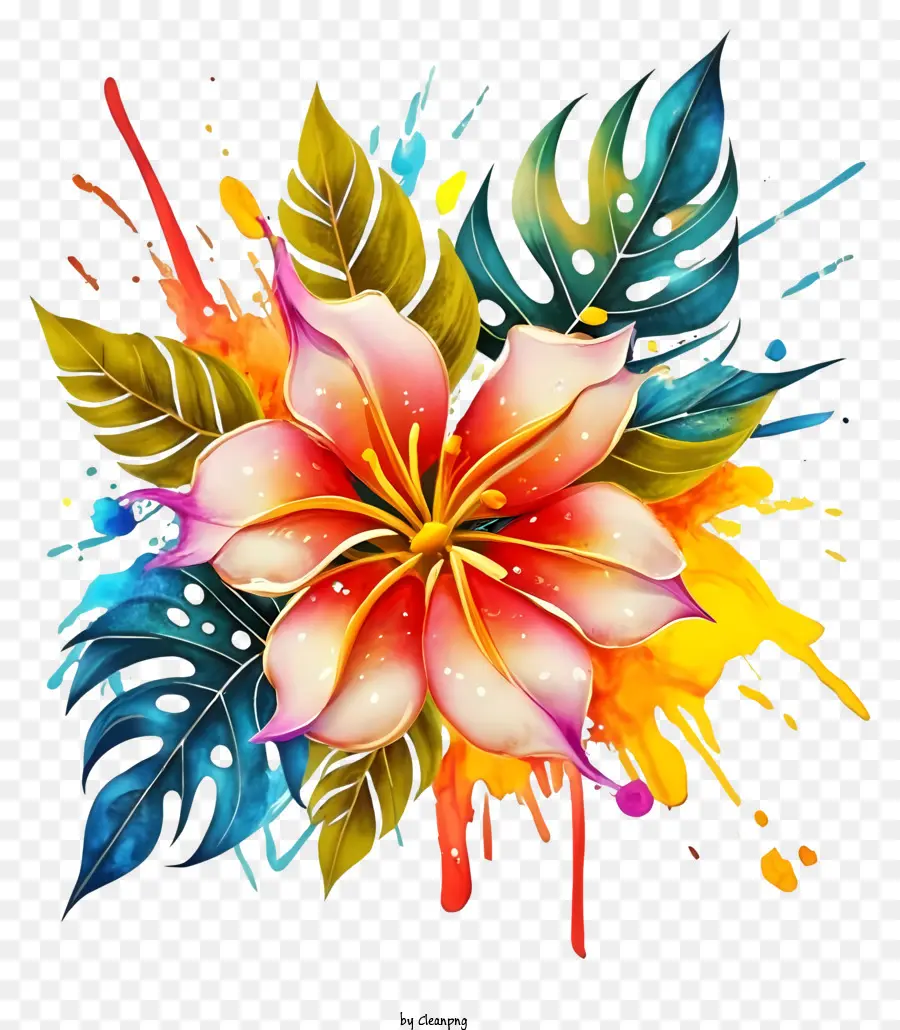 Pintura Das Flores，Pigmentos Respingos PNG