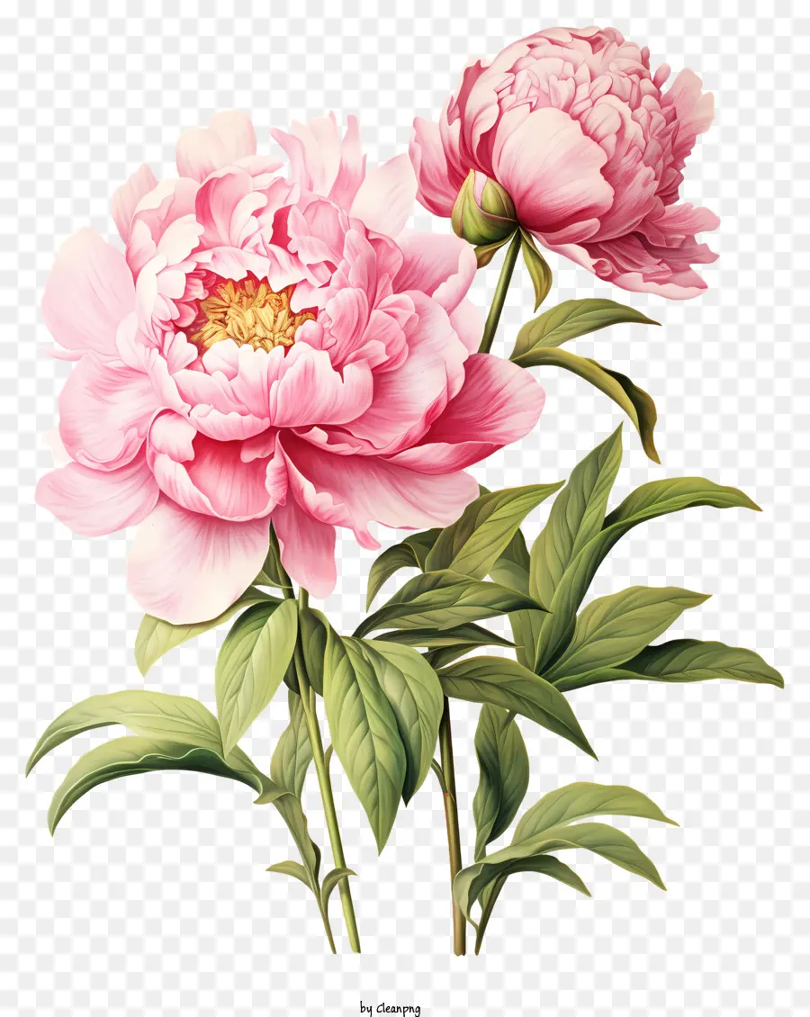 Flores De Peônia Cor De Rosa，Plena Floração PNG