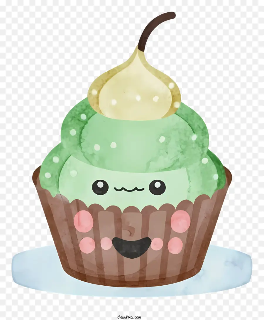 Cupcake，Glacê Verde PNG