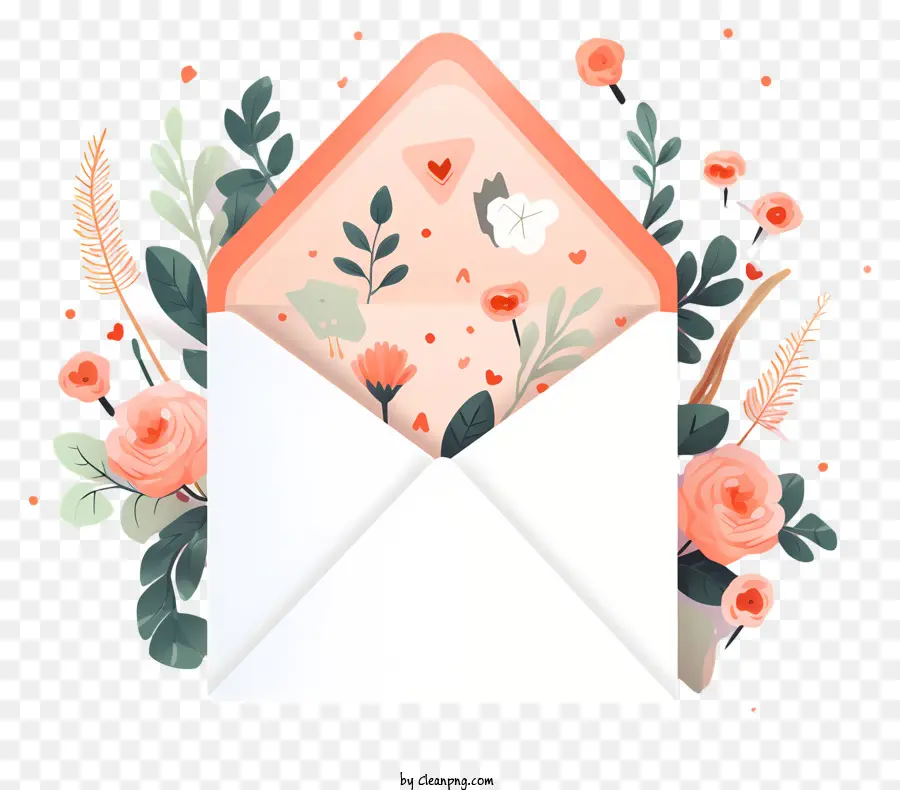 Envelope Branco，Envelope Com Flores PNG