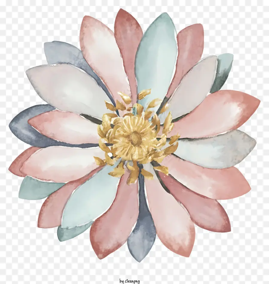 Pintura Em Aquarela，Flor Rosa E Azul PNG