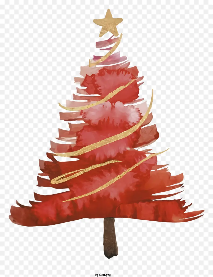 Pintura Em Aquarela，Árvore De Natal Vermelha PNG