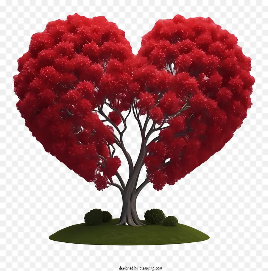 Heartshaped árvore，Folhas Vermelhas PNG