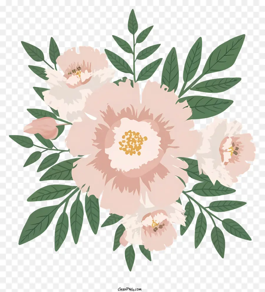 Flores De Peônia Cor De Rosa，Buquê PNG