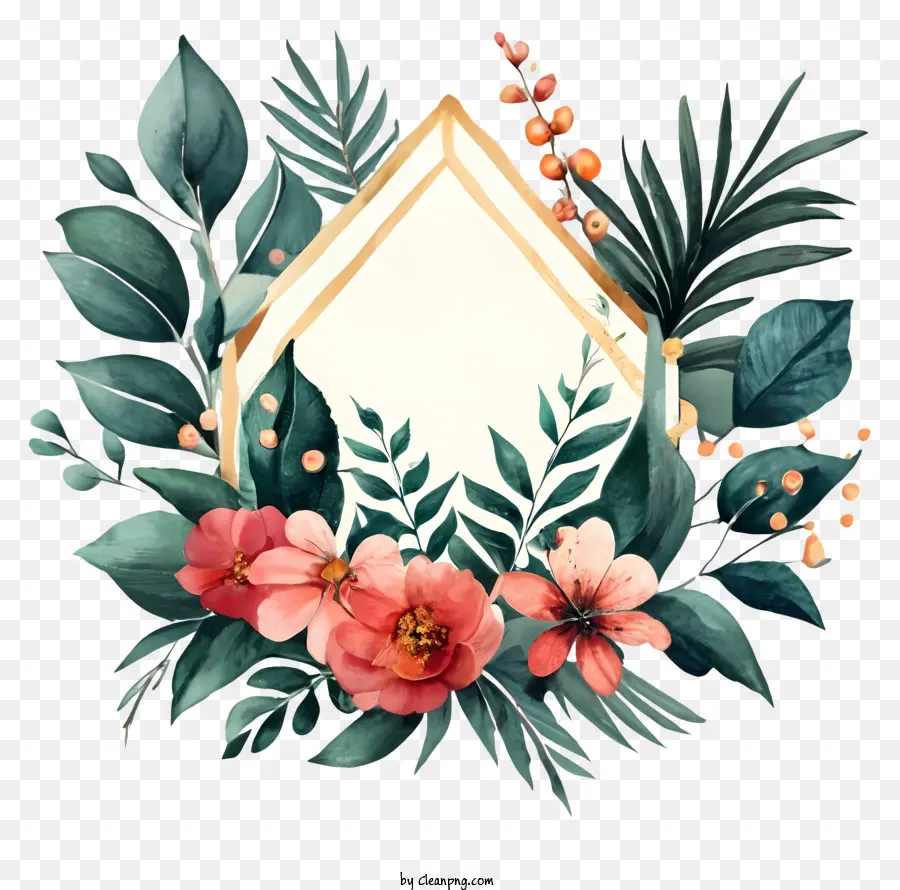 Coroa De Flores，Ilustração Em Aquarela PNG
