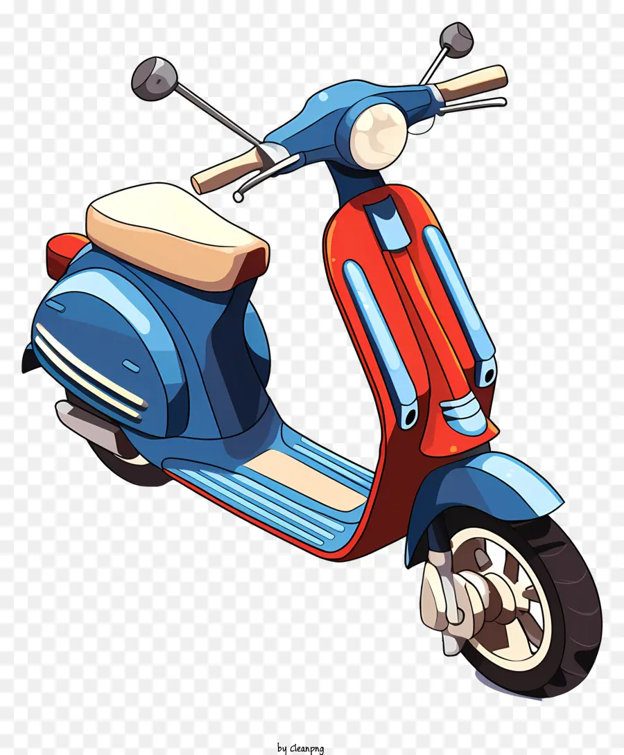 Motoneta，Scooter Vermelho E Azul PNG