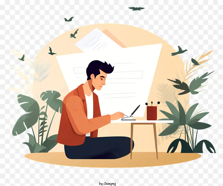 Trabalho De Escritório，Homem Com Laptop PNG