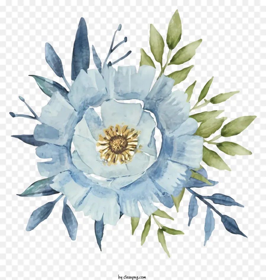 Flor Aquarela，Flor Azul PNG