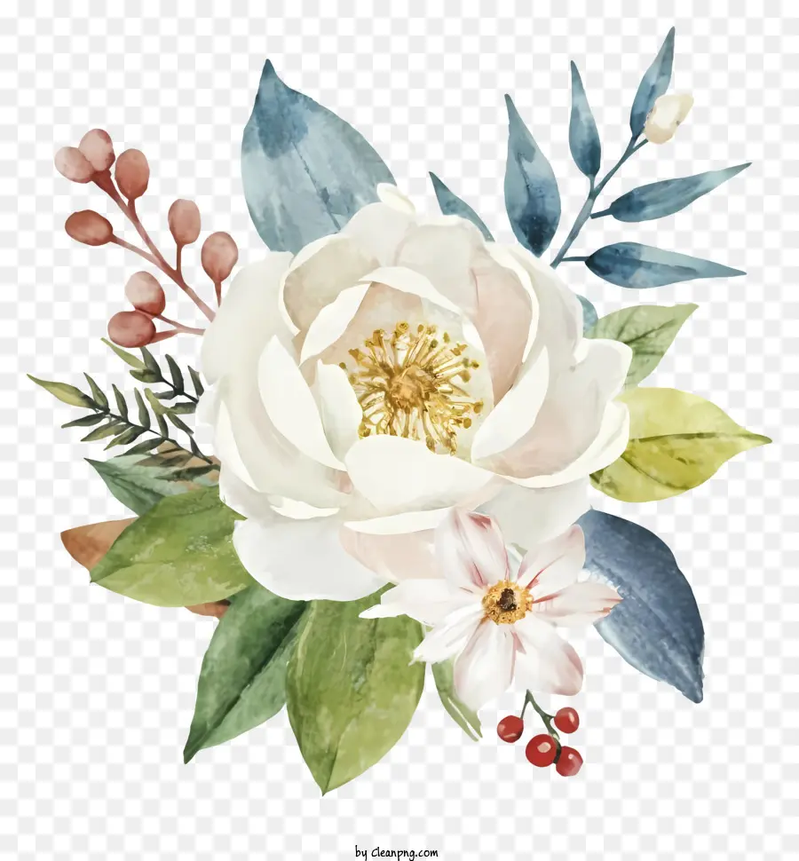 Rosa Branca，Caule Verde PNG