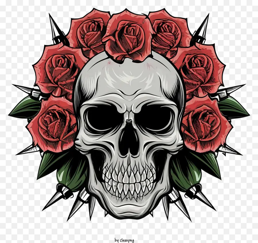 Crânio Com Rosas，Simbolismo De Morte E Renascimento PNG