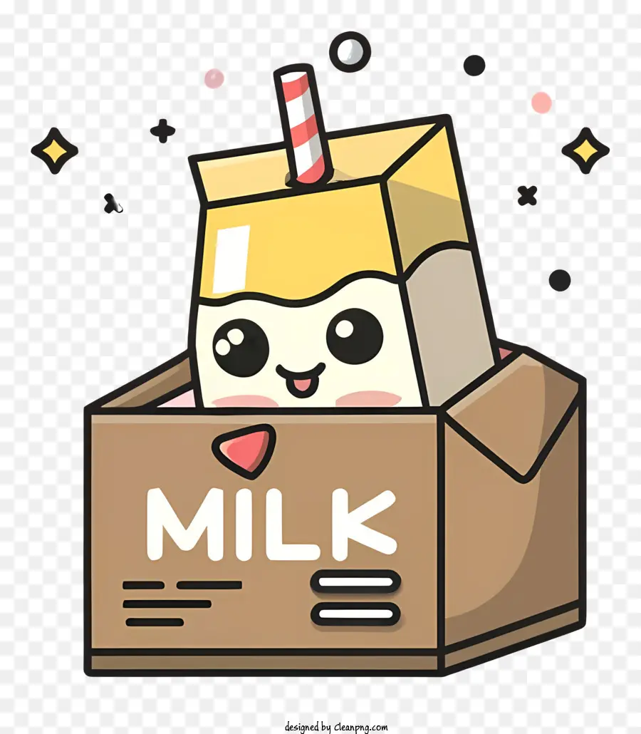Cartoon Cow，Cardboard Box PNG