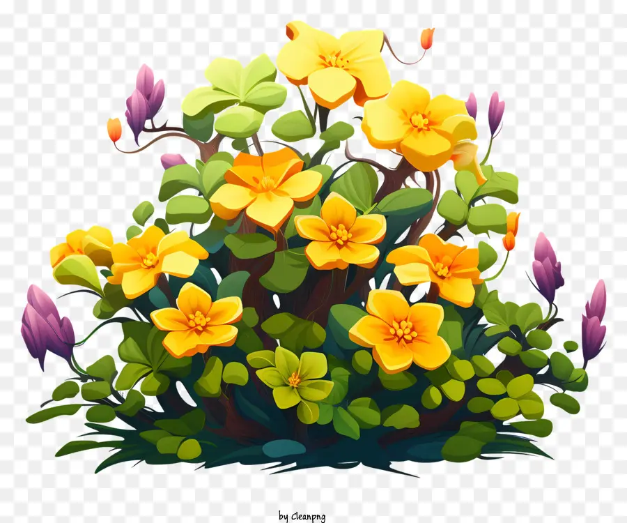 Flores Amarelas，Flores Roxas PNG