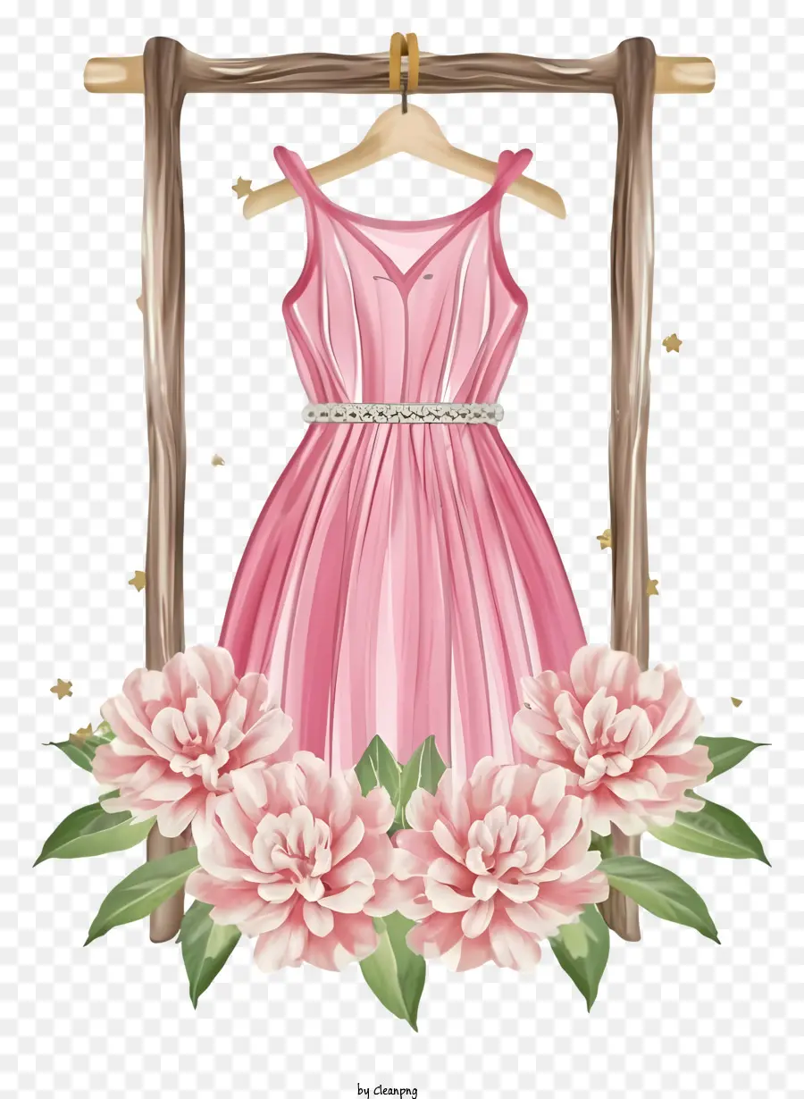Vestido Rosa，Cabideiro PNG