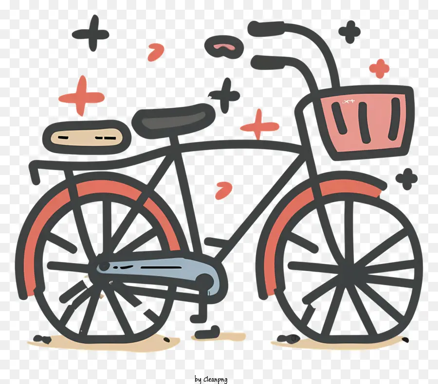 Cartoon De Bicicleta，Bicicleta Com Cesta PNG