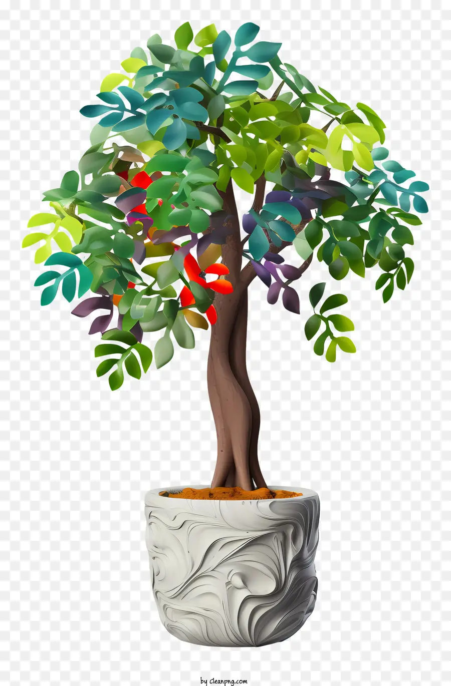 Uma árvore Bonsai，Vaso Branco PNG