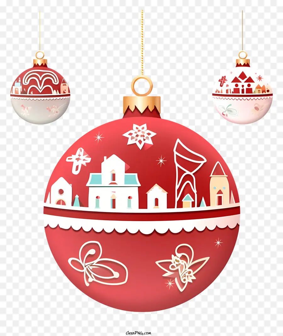 Enfeite De Natal，Vermelho E Branco PNG